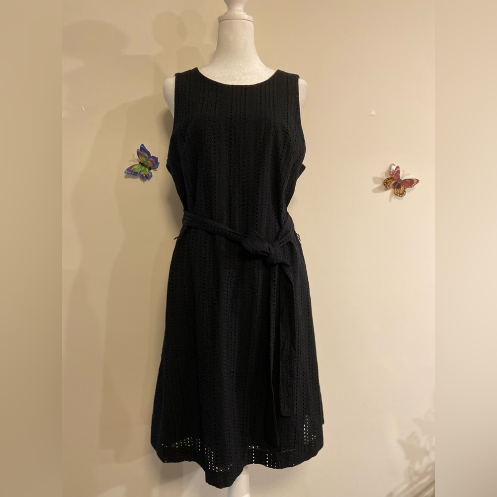 Banana Republic Black Midi Eyelet Dress size 14